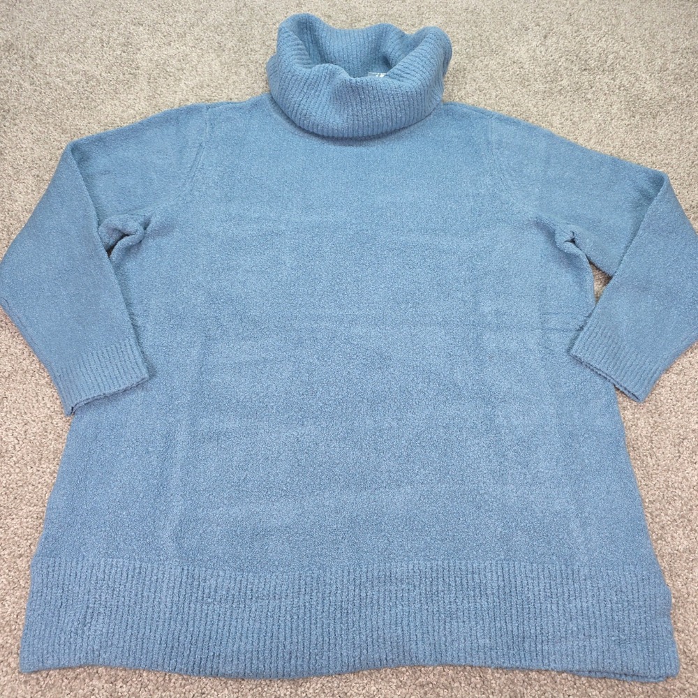 Joan Rivers Blue Grey Turtleneck Boucle Knit Sweater 2X NEW